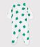 Pelele de bebé con estampado vegetal de algodón orgánico blanco MARSHMALLOW/verde GAZON