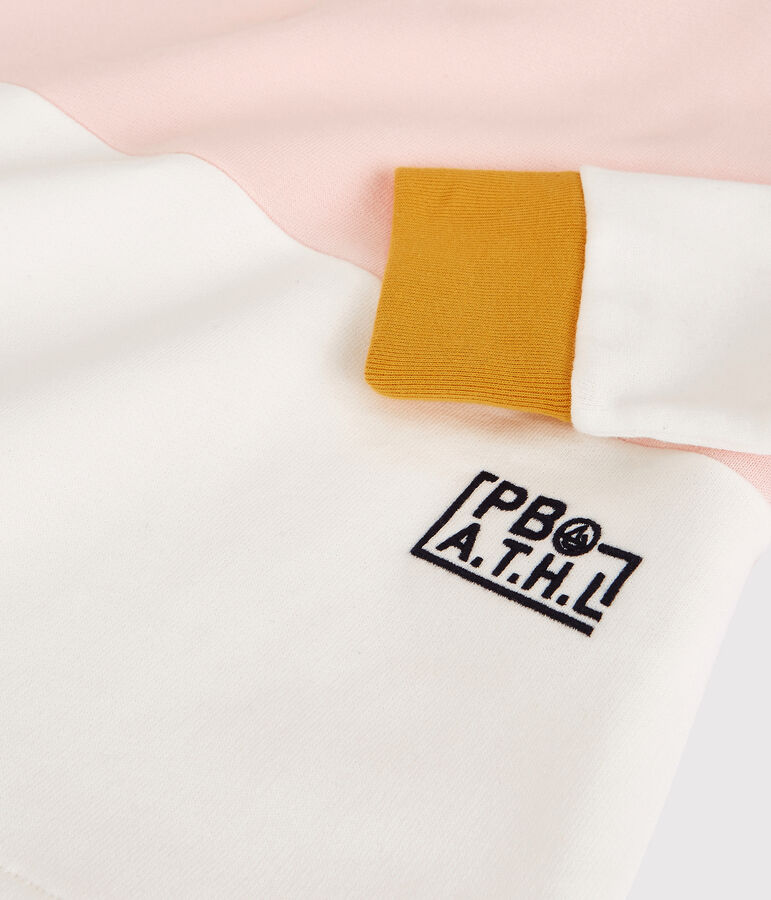 Sudadera con capucha de felpa de ni&ntilde;a rosa/blanco