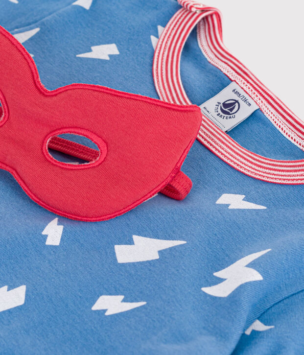 Pijama disfraz unisex de algod&oacute;n fosforescente con capa azul/multicolor