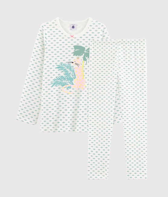 Pijama de tela túbica para niña blanco MARSHMALLOW/blanco MULTICO