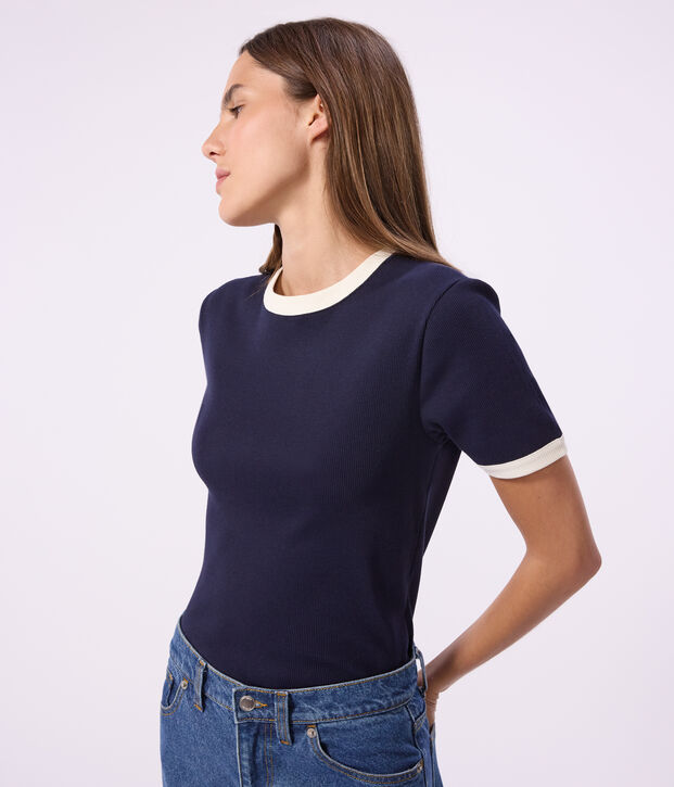 Camiseta lisa de algod&oacute;n de manga corta para mujer SMOKING