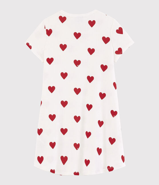 Camisón con corazones de algodón de niña blanco MARSHMALLOW/rojo TERKUIT