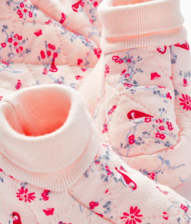 Juego de gorro de nacimiento y patucos para beb&eacute; de t&uacute;bico. rosa/multicolor