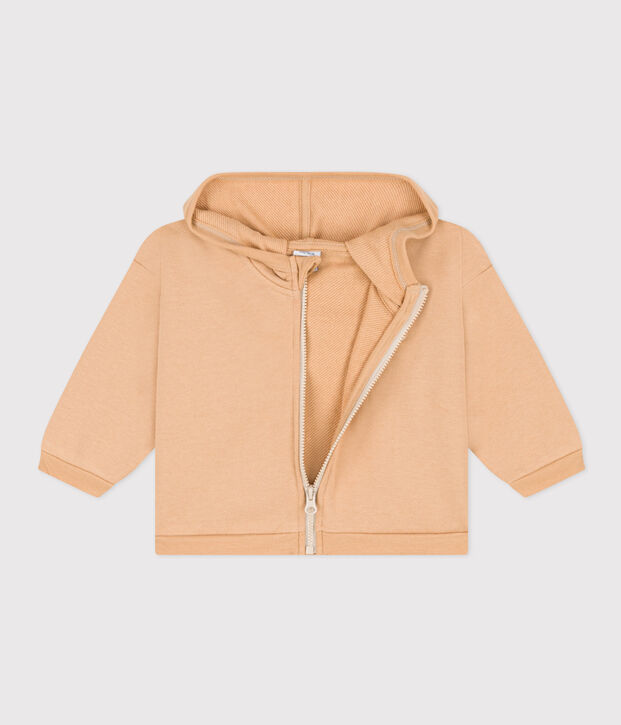Sudadera con capucha de mulet&oacute;n para beb&eacute; beige