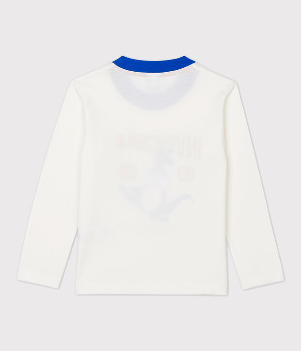 Camiseta de manga larga de algod&oacute;n de ni&ntilde;o blanco