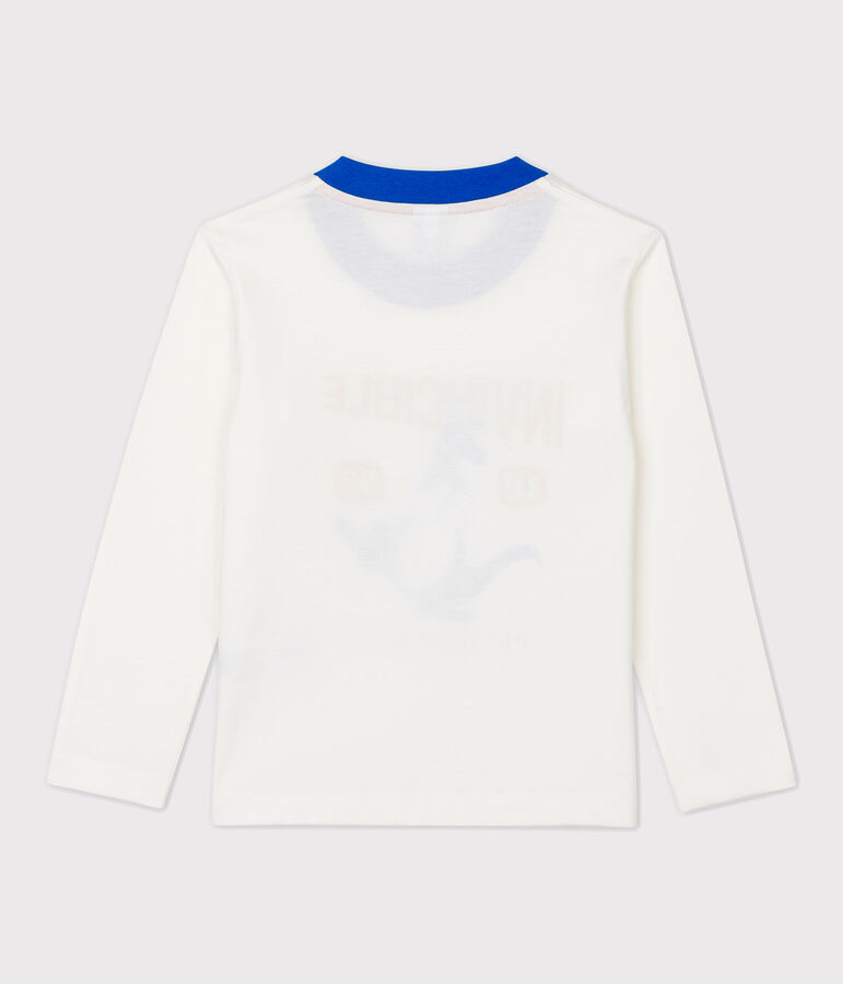 Camiseta de manga larga de algod&oacute;n de ni&ntilde;o blanco MARSHMALLOW
