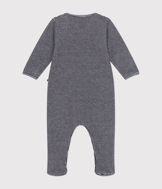 Pijama de terciopelo para bebé azul SMOKING/blanco MARSHMALLOW