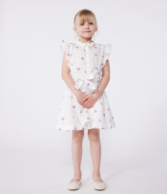 Vestido infantil de algodón sin mangas con corazones blanco AVALANCHE/ MULTICO