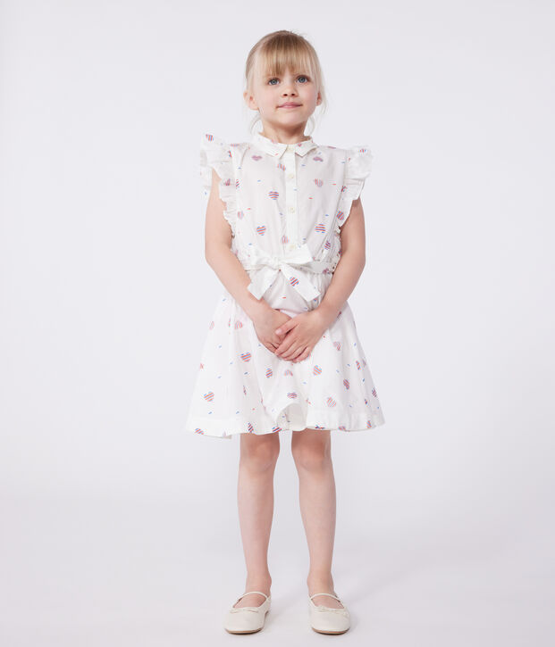 Vestido infantil de algod&oacute;n sin mangas con corazones crudo/multicolor