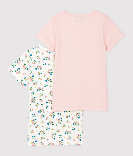 Juego de 2 camisetas de manga corta con estampado floral de niña de algodón variante 1