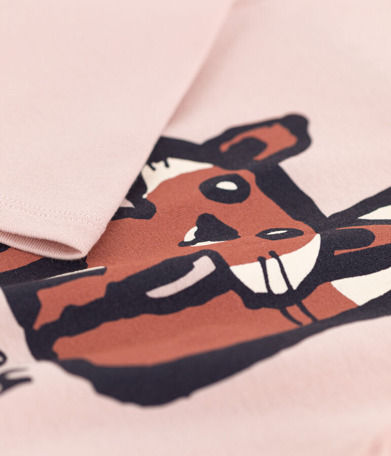 Camiseta de algod&oacute;n de manga larga de ni&ntilde;a/ni&ntilde;o rosa