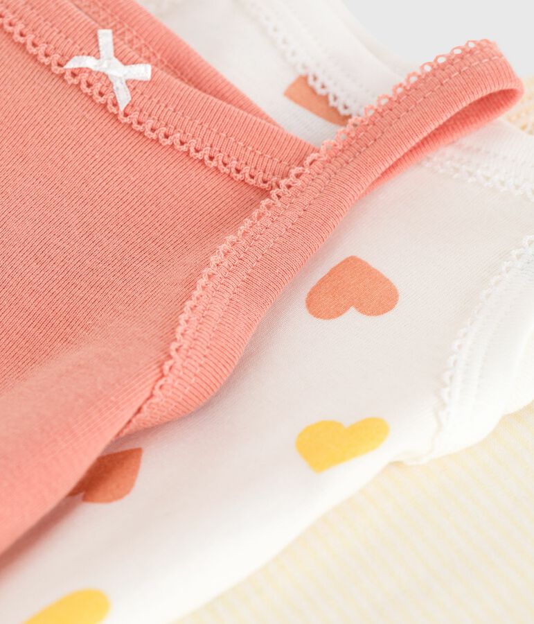 Juego de 3 bodis de tirantes de algod&oacute;n con corazones para beb&eacute; multicolor