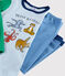 Pijama de animales de yoga de niño pequeño con acanalado azul ALASKA/blanco MULTICO