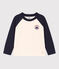 Camiseta de algodón de manga larga de niño blanco AVALANCHE/azul SMOKING