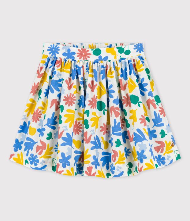 Falda de popelina estampada para ni&ntilde;a blanco/multicolor