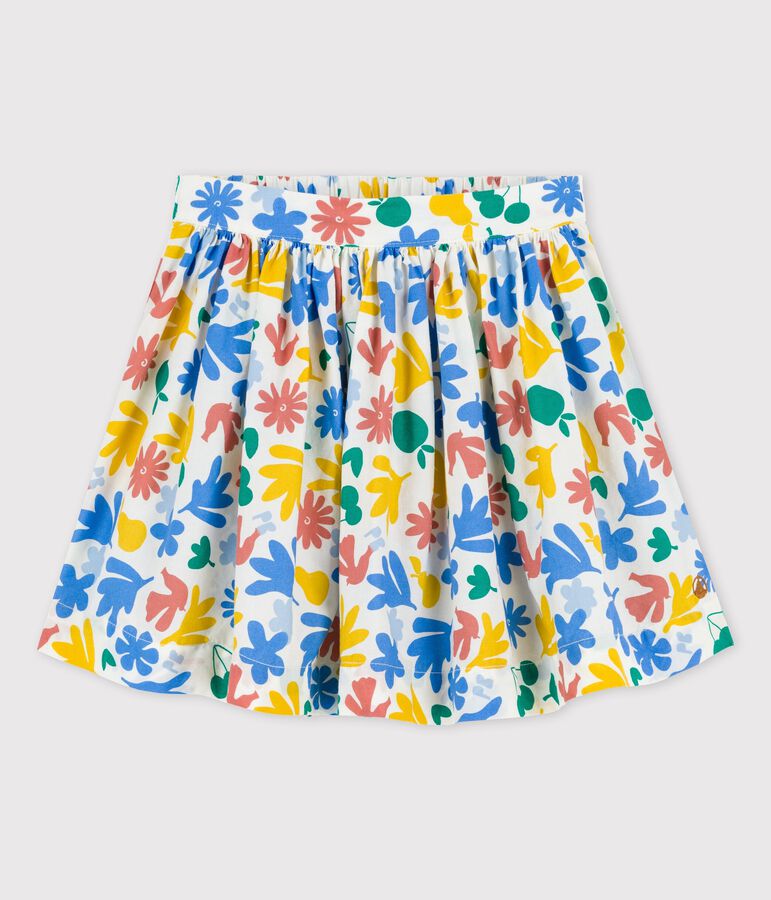 Falda de popelina estampada para ni&ntilde;a blanco/multicolor
