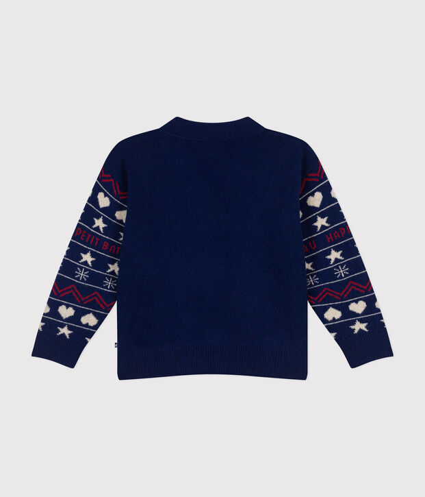 C&aacute;rdigan jacquard de lana y algod&oacute;n para ni&ntilde;o azul/multicolor