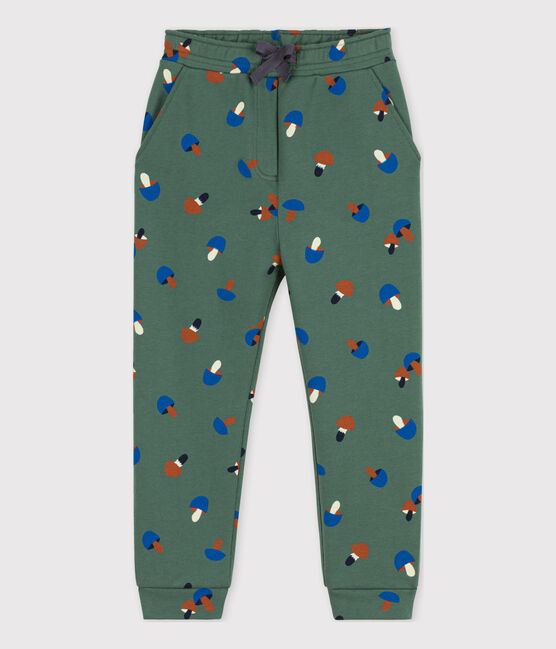 Pantalón de chándal estampado de niña verde VALLEE/crudo MULTICO