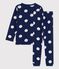 Pijama de lunares de algodón orgánico infantil unisex azul MEDIEVAL/blanco MARSHMALLOW