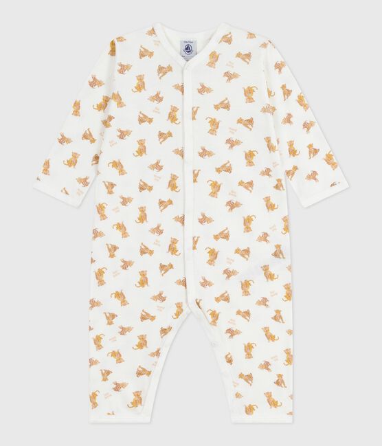 Pijama sin pies de algodón estampado para bebé MARSHMALLOW/ CAJOU