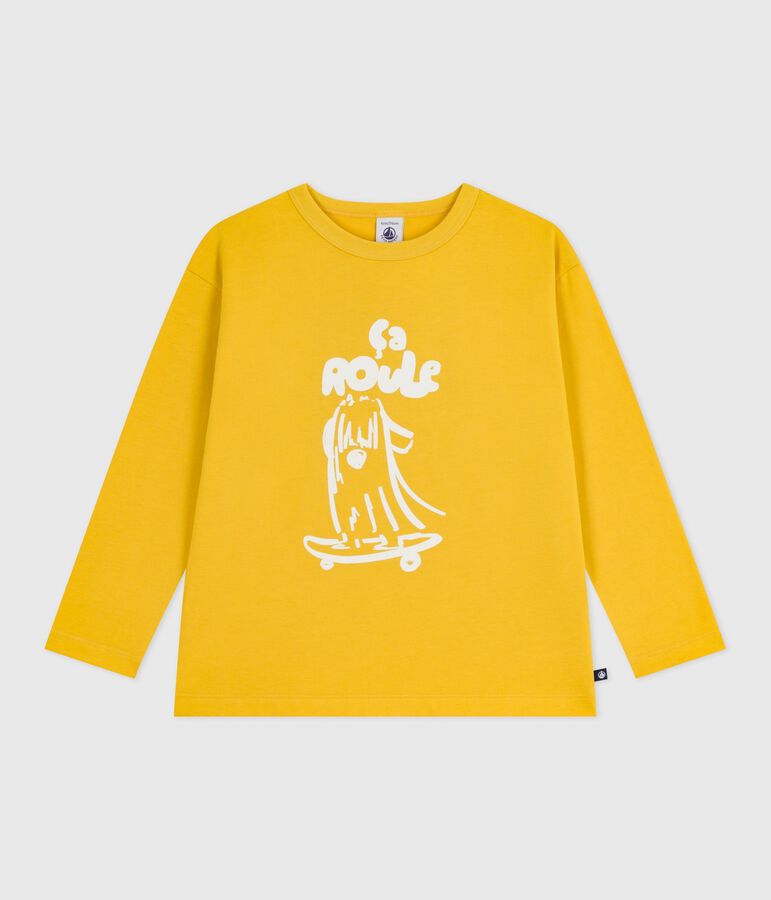 Camiseta infantil de algod&oacute;n de manga larga con estampado amarillo NAPLES