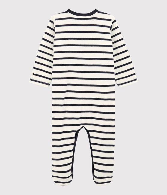 Pijama de terciopelo para bebé blanco MARSHMALLOW/azul SMOKING