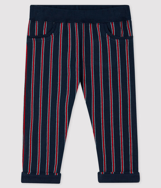 Pantalón de muletón para bebé niño azul SMOKING/blanco MULTICO