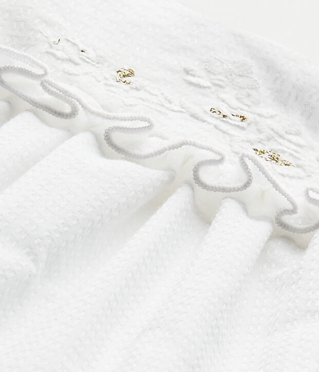 Conjunto para beb&eacute; ni&ntilde;a 3 piezas en popelina blanco