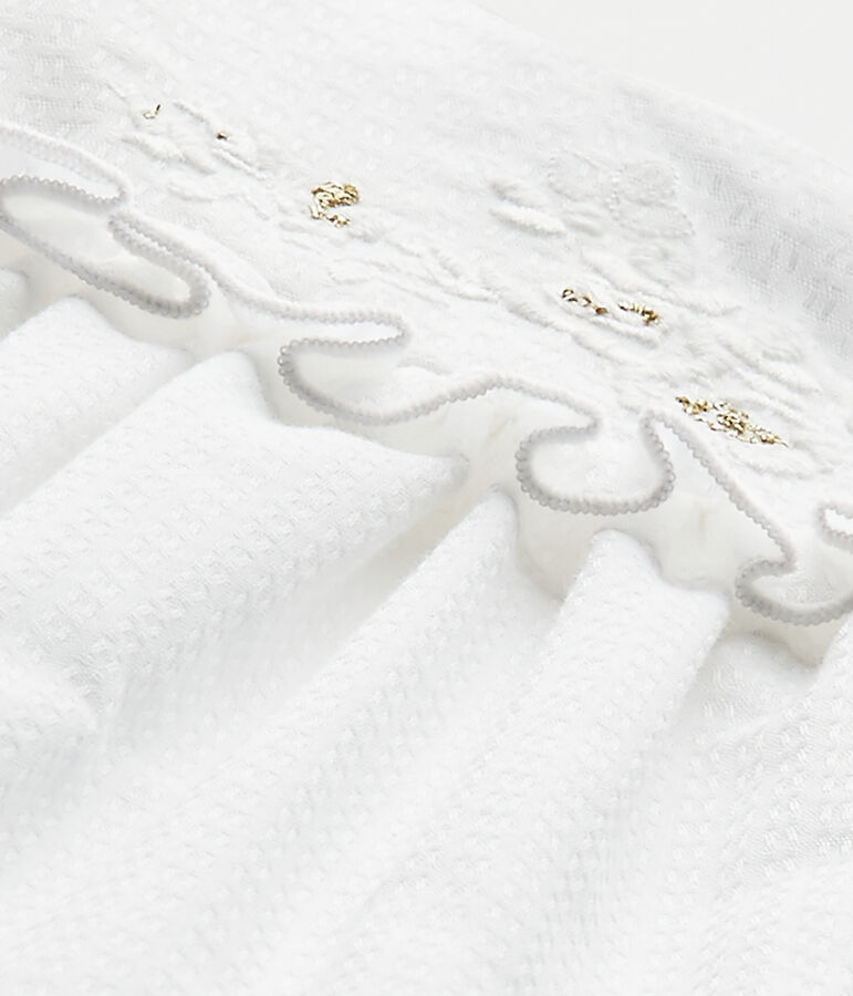 Conjunto para beb&eacute; ni&ntilde;a 3 piezas en popelina blanco