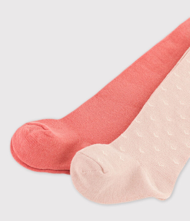 Juego de 2 pares de leotardos de punto para beb&eacute; multicolor