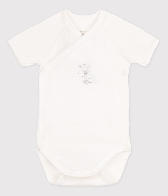 Bodi cruzado de manga corta de bebé niña/niño blanco MARSHMALLOW/ DIDOU3