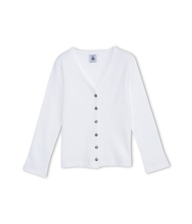 Girl's plain cardigan blanco