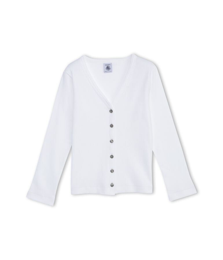 Girl's plain cardigan blanco ECUME