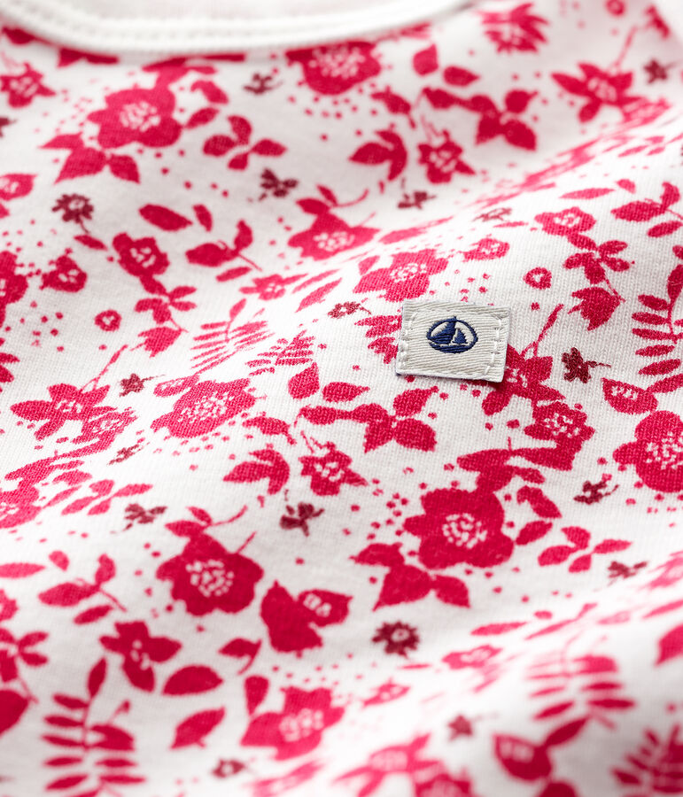 Body de manga corta para beb&eacute; ni&ntilde;a blanco MARSHMALLOW/rosa FLASHY