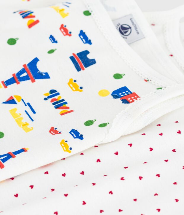 Juego de camisetas de tirantes infantiles de algod&oacute;n con estampado de Par&iacute;s multicolor