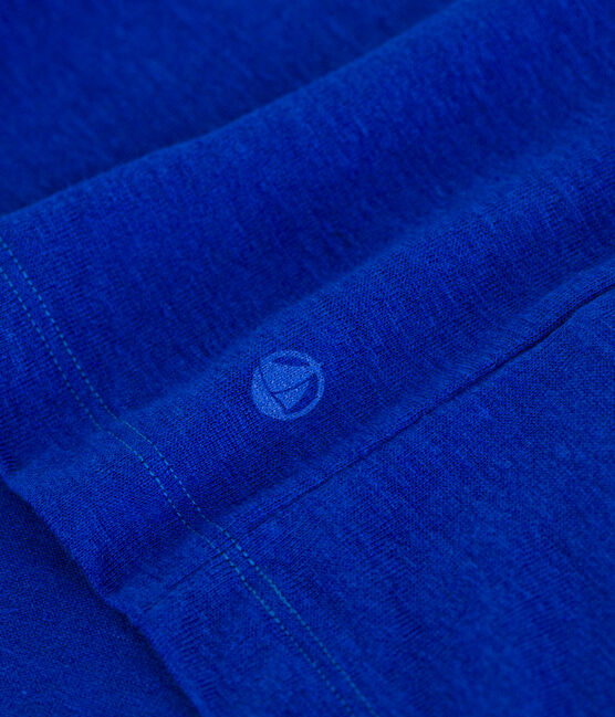 Camiseta de lino de manga corta para mujer azul SURF