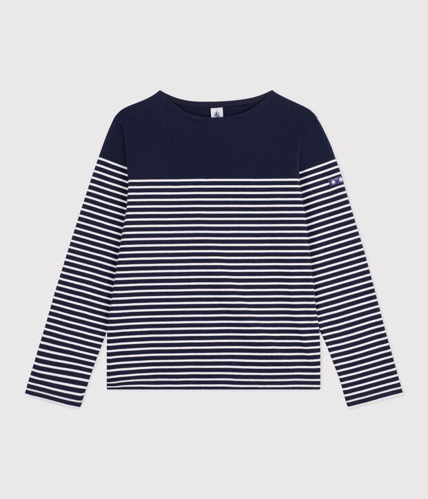 Marinera de algod&oacute;n a rayas para mujer azul/blanco