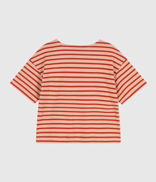 Marinera de algod&oacute;n para mujer beige/rojo