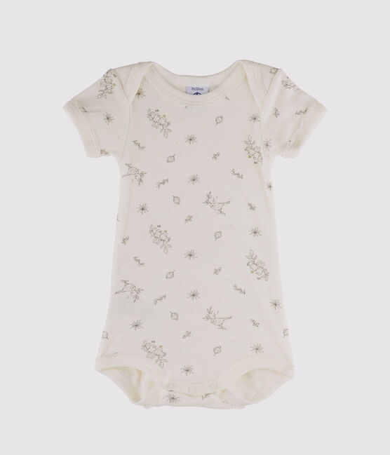 Body de manga corta para bebé niña blanco MARSHMALLOW/blanco MULTICO