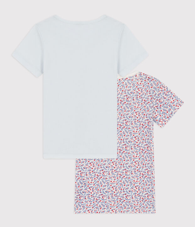 Juego de 2 camisetas de algod&oacute;n de manga corta con flores para ni&ntilde;a multicolor