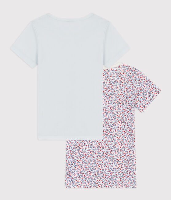 Juego de 2 camisetas de algodón de manga corta con flores para niña variante 1