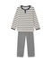 Pijama de 3 prendas para niño beige COQUILLE/azul SMOKING