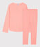 Pijama milrayas de niña de algodón rosa PEACHY/blanco MARSHMALLOW