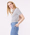 Camiseta La Icónica de algodón a rayas con cuello de pico para mujer blanco MARSHMALLOW/azul SMOKING