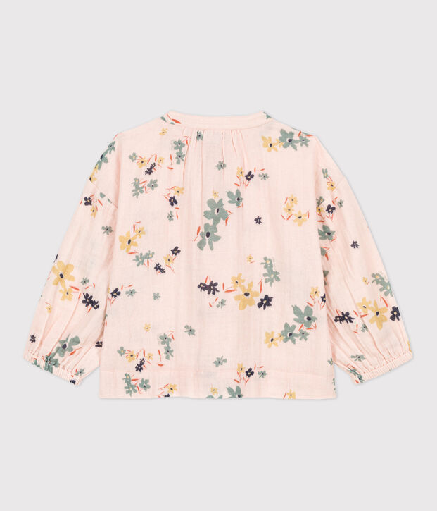 Blusa estampada de gasa de algod&oacute;n de ni&ntilde;a rosa/multicolor
