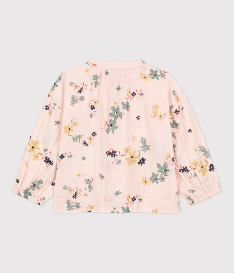 Blusa estampada de gasa de algod&oacute;n de ni&ntilde;a rosa/multicolor
