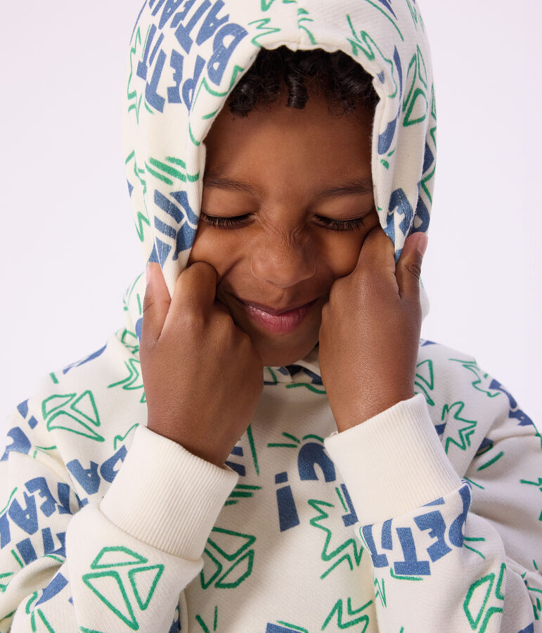 Sudadera infantil de algod&oacute;n con capucha y estampado MILK/ MULTICO