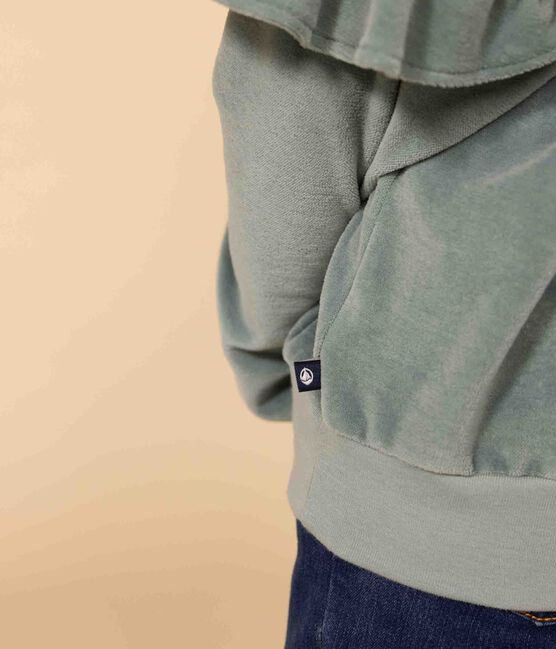 Sudadera lisa de rizo aterciopelado de niña verde BRUT