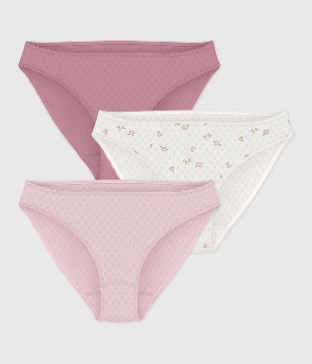 Juego de braguitas de algod&oacute;n calado con flores para mujer multicolor
