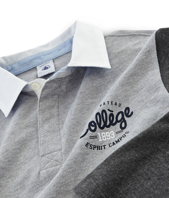 Polo de rugby para niño gris SUBWAY/negro CITY